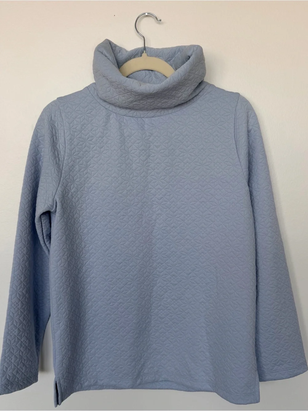 J. Crew Light Blue Quilted Cowl-Neck Pullover